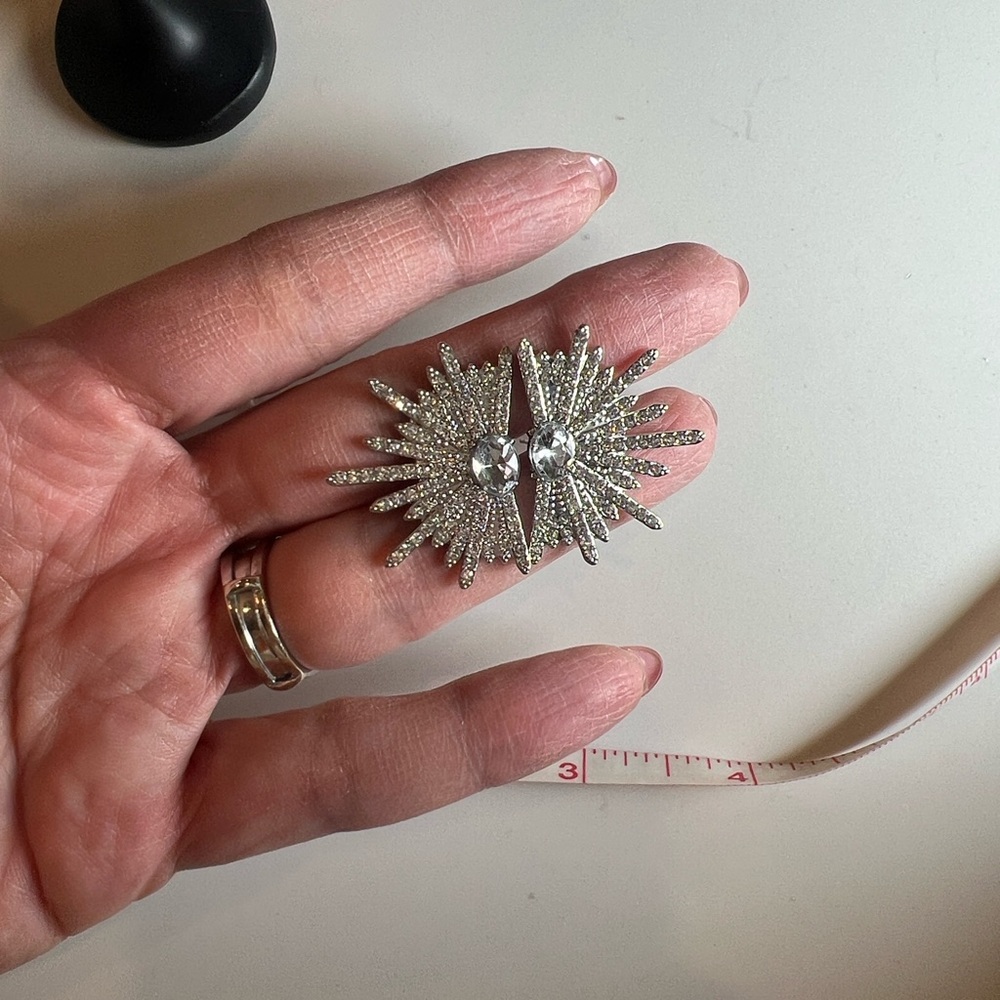 Silver Starburst Earrings - Picture 7 of 9